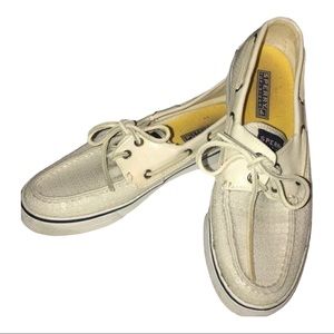 Sperry white Sequin boat shoes 8M